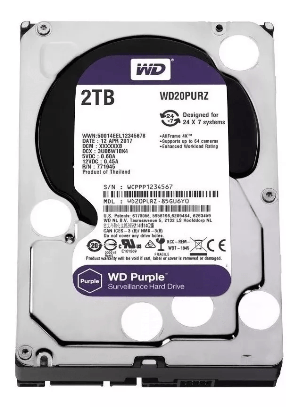 DISCO DURO WESTERN DIGITAL 2TB PURPURA PARA VIDEO VIGILANCIA – WD23PURZ