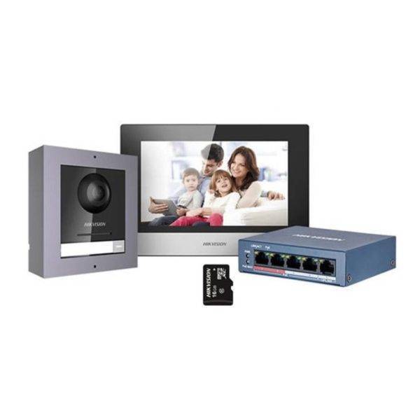 KIT VIDEO PORTERO C/DS-KD8003, DS-KH6320, SWITCH Y SD CARD - HIK VISION